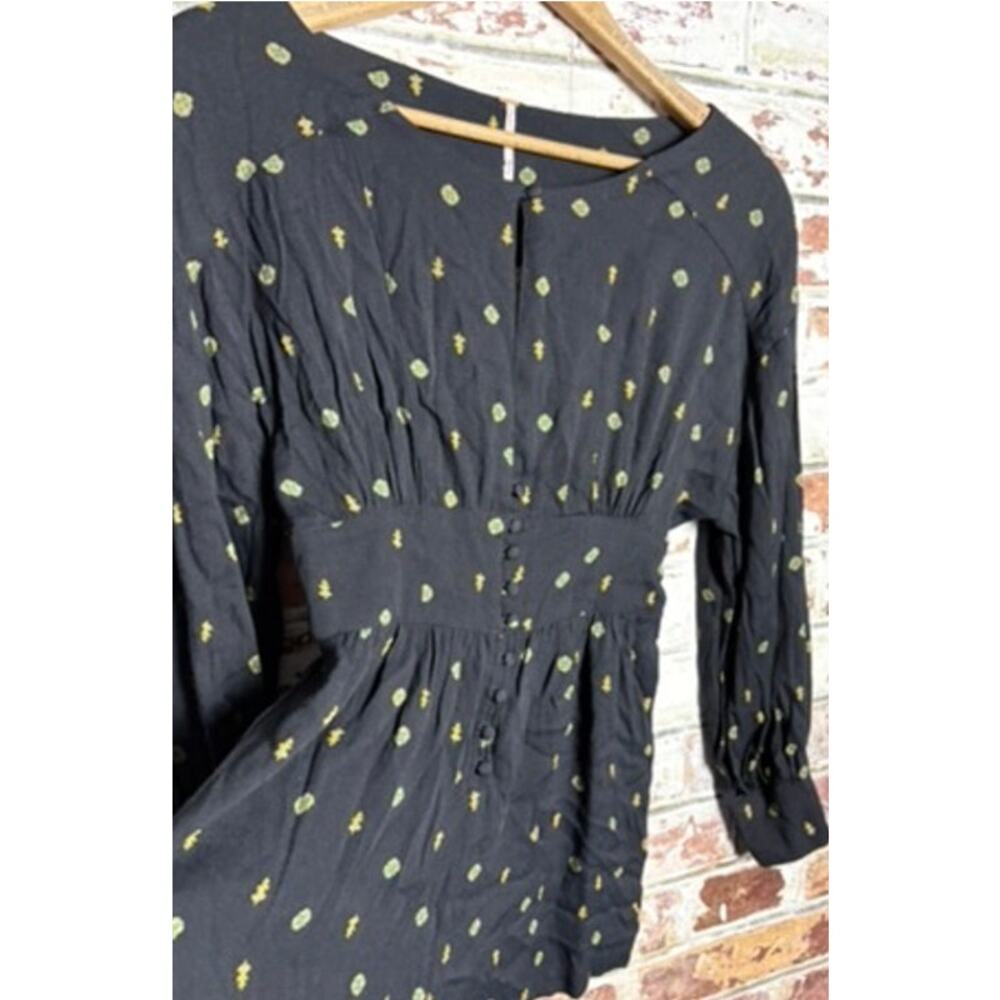 NWT Free People Love Grows Front Button Long Sleeve Romper Black Floral - Picture 8 of 15
